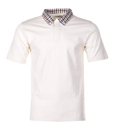 Aquascutum Active Supima Club Check Rib Polo Old White