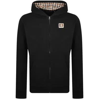 Aquascutum Badge Full Zip Hoodie Black
