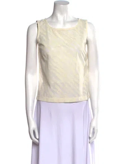 Pre-owned Aquascutum Bateau Neckline Sleeveless Top In Neutral