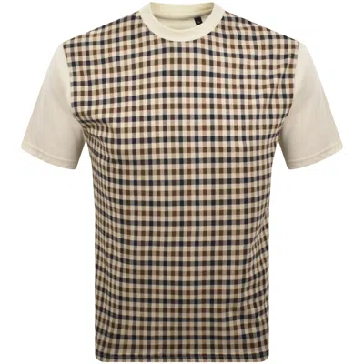 Aquascutum Body Club Check T Shirt Cream In White
