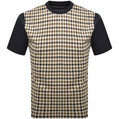 Aquascutum Body Club Check T Shirt Navy In Blue