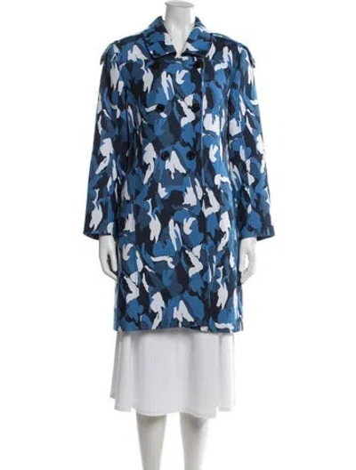 Pre-owned Aquascutum Camouflage Print Coat In Blue