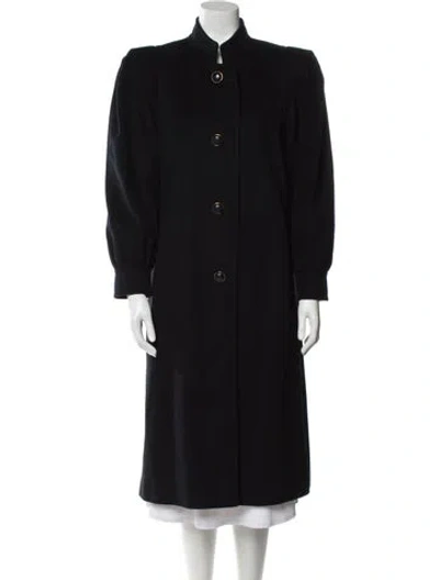 Pre-owned Aquascutum Cashmere Faux Fur Coat In Black