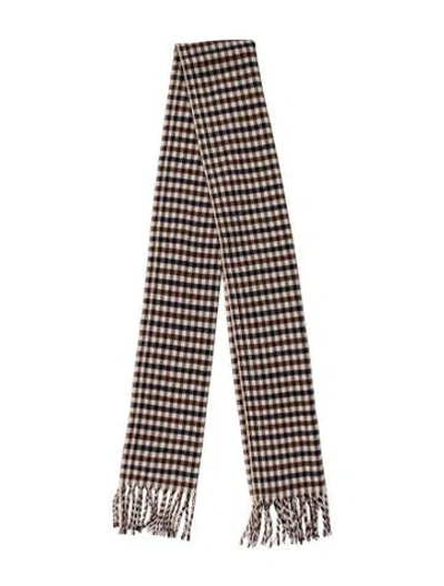 Pre-owned Aquascutum Cashmere Plaid Print Scarf In Neutral