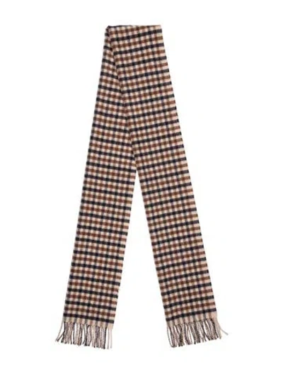 Pre-owned Aquascutum Cashmere Plaid Print Scarf In Neutrals