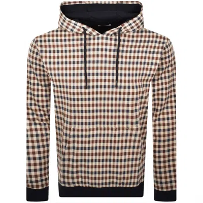 Aquascutum Check Club Hoodie Navy In Blue