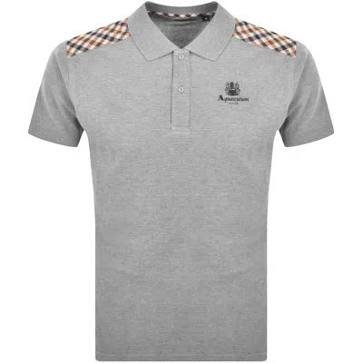 Aquascutum Check Shoulder Polo Grey In Gray