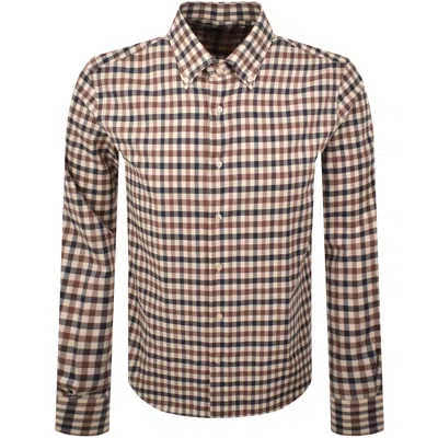 Aquascutum Checked Shirt In Brown