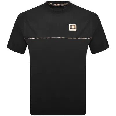 Aquascutum Club Check Piping T Shirt Black