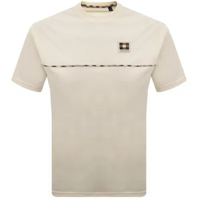 Aquascutum Club Check Piping T Shirt Cream In White