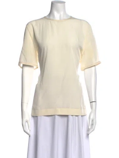 Pre-owned Aquascutum Crew Neck Short Sleeve Top In Neutrals