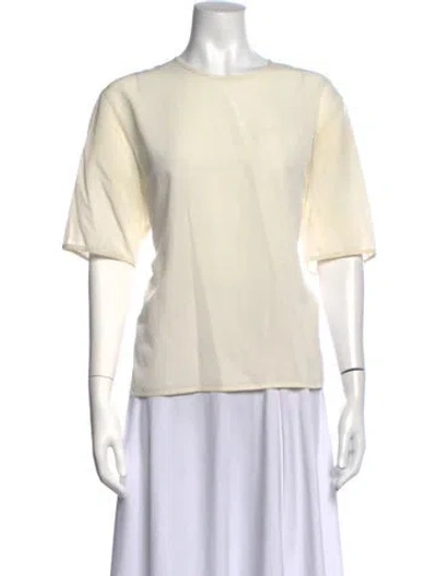 Pre-owned Aquascutum Crew Neck Short Sleeve Top In Neutrals