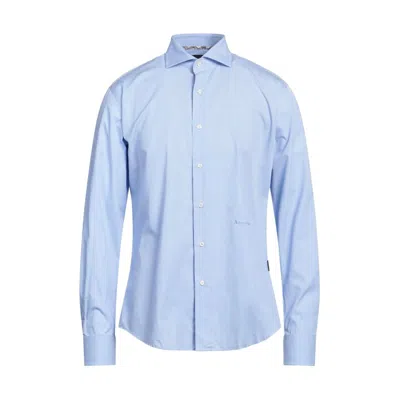 Aquascutum Elegant Cotton Shirt With Iconic Men's Embroidery In Blue