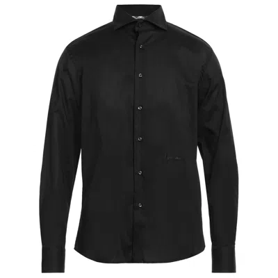 Aquascutum Elegant Cotton Shirt With Logo Men's Embroidery In Black