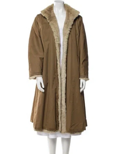 Pre-owned Aquascutum Faux Fur Coat In Brown