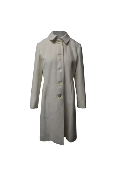 Aquascutum Great Coat In Cream Angora Wool In White