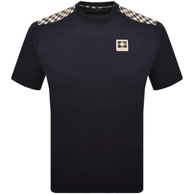 Aquascutum Insert Lamina T Shirt Navy In Blue