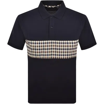 Aquascutum Insert Polo T Shirt Navy In Blue