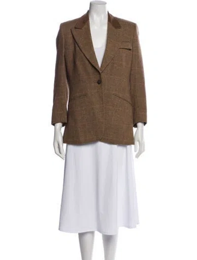 Pre-owned Aquascutum Lambswool Blazer In Brown