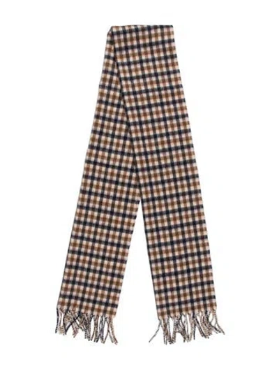 Pre-owned Aquascutum Lambswool Plaid Print Scarf W/ Tags In Neutrals