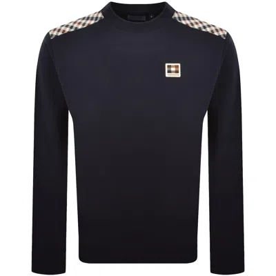 Aquascutum Lamina Insert Sweatshirt Navy In Blue