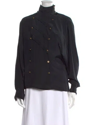 Pre-owned Aquascutum Long Sleeve Blouse W/ Tags In Black