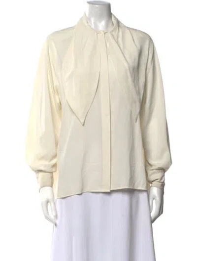 Pre-owned Aquascutum Long Sleeve Blouse In Yellow