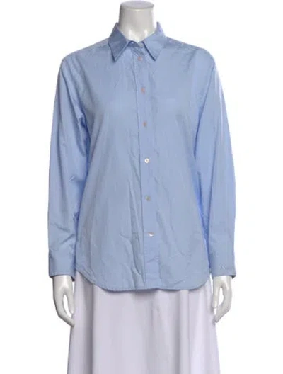 Pre-owned Aquascutum Long Sleeve Button-up Top In Blue