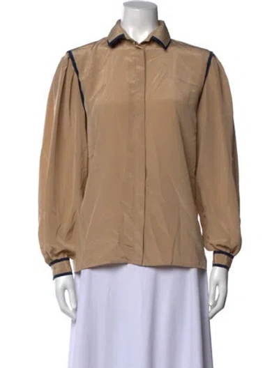 Pre-owned Aquascutum Long Sleeve Button-up Top In Neutrals