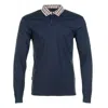 Aquascutum Long Sleeve Club Check Collar Polo Navy In Blue