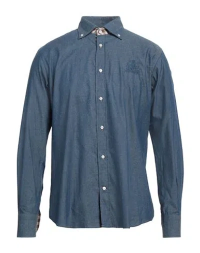 Aquascutum Man Denim Shirt Blue Size 17 Cotton
