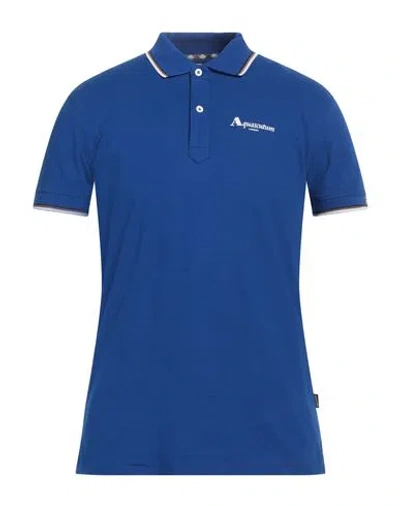 Aquascutum Man Polo Shirt Blue Size Xl Cotton, Elastane