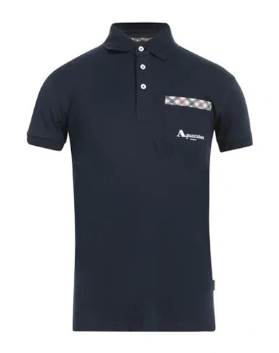 Aquascutum Man Polo Shirt Midnight Blue Size S Cotton