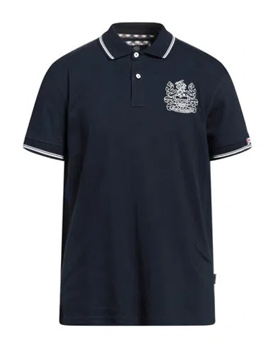 Aquascutum Man Polo Shirt Midnight Blue Size Xl Cotton, Elastane