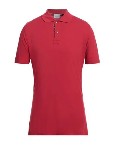 Aquascutum Man Polo Shirt Brick Size Xxl Cotton, Elastane In Red