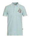 Aquascutum Man Polo Shirt Sky Blue Size L Cotton