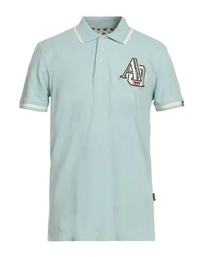 Aquascutum Man Polo Shirt Sky Blue Size L Cotton
