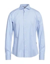 Aquascutum Man Shirt Azure Size 16 Cotton In Light Blue