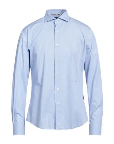 Aquascutum Man Shirt Azure Size 16 Cotton In Blue