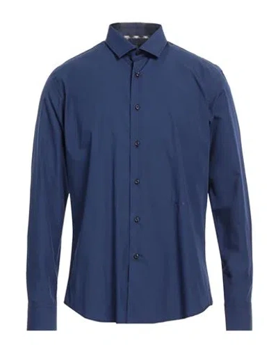 Aquascutum Man Shirt Midnight Blue Size 17 Cotton