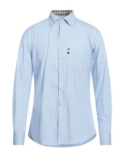 Aquascutum Man Shirt Sky Blue Size 17 Cotton
