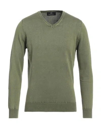 Aquascutum Man Sweater Military Green Size Xxl Cotton