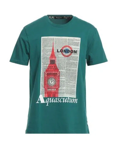 Aquascutum Man T-shirt Deep Jade Size Xl Cotton, Elastane In Green
