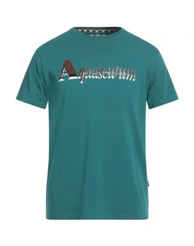 Aquascutum Man T-shirt Deep Teal Size M Cotton, Elastane In Green