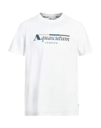 Aquascutum Man T-shirt White Size 3xl Cotton