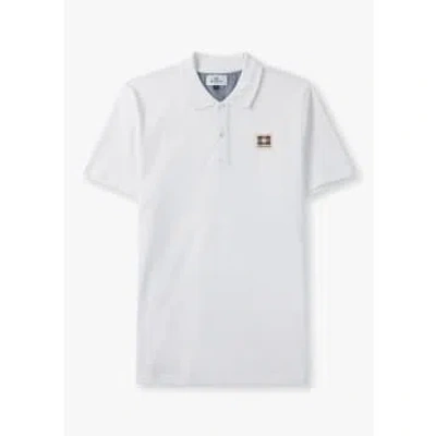 Aquascutum Mens Active Check Patch Polo In Optical White