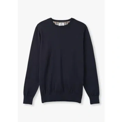 Aquascutum Mens Active Check Sleeves Sweater In Navy In Blue