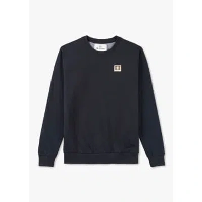 Aquascutum Mens Active Club Check Patch Sweatshirt In Navy In Blue