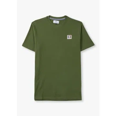 Aquascutum Mens Active Club Check Patch T-shirt In Army Green