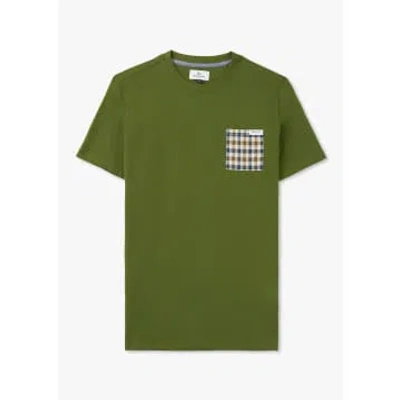 Aquascutum Mens Active Club Check Pocket T-shirt In Green